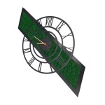 Asymmetrical wall clock, decorated with stabilized natural lichens, 65 x 16 cm